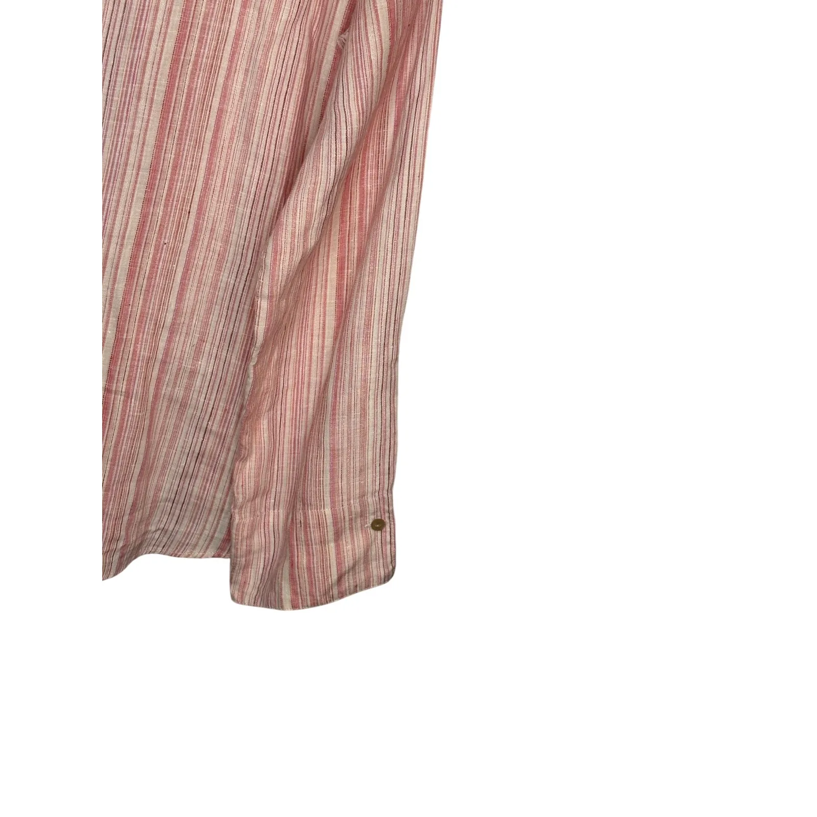 J Jill Linen Striped V Neck Button Up‎ Long Sleeve Shirt Top Women Size Medium - Image 6