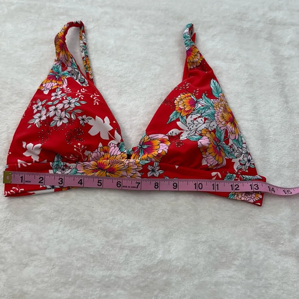 Raisins Maya Bay Red and White Floral Miami Printed Halter Bikini  Two Piece Set - Image 2