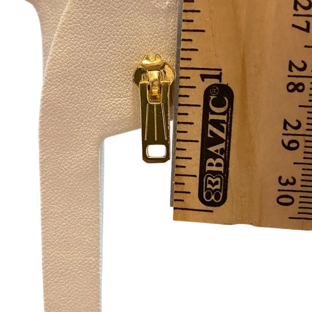 Vintage Yellow Gold Tone Zipper Pull Over Earrings Stud Retro Chic Fashion - Image 3