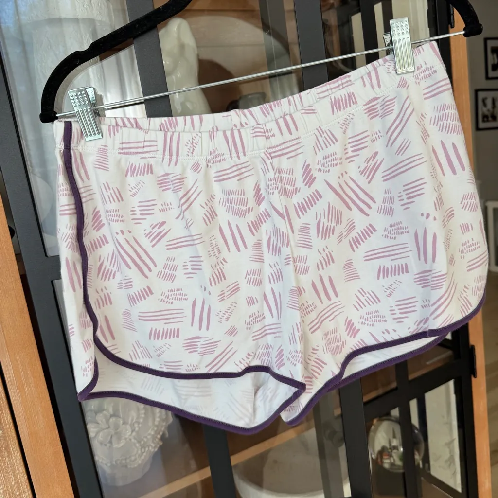 LAKE Pajamas set pima cotton shorts sleeve tee print plum lavender Purple Size M - Image 8