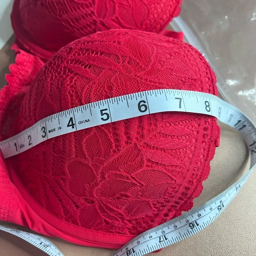 Women's Lace Strapless Bra Lightly Padded Full Coverage Multiway Bras Red 42DD. Size undefined - Image 9