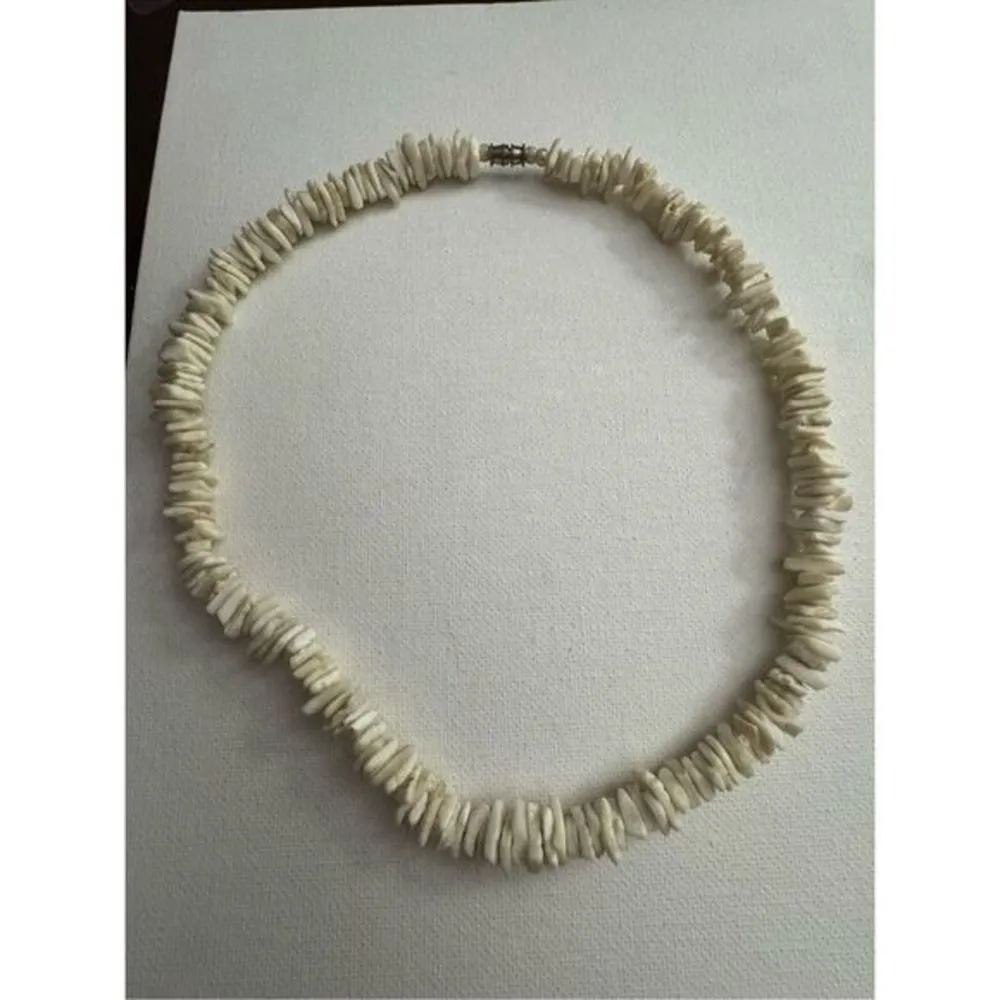 Vintage Y2K Womens White Pebbled Stone Collar Choker Necklace Surfer Beachy 90's - Image 2