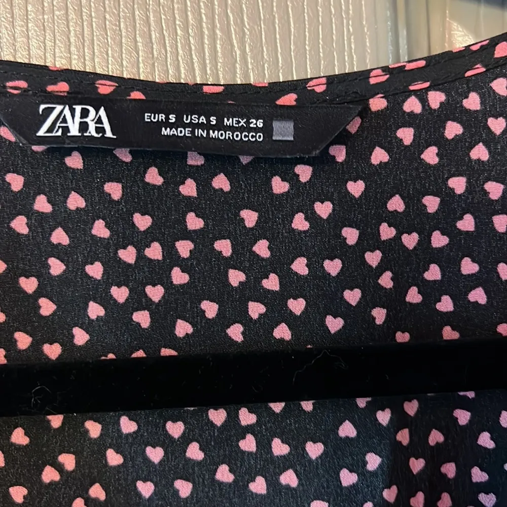 ZARA Black with Pink Hearts long sleeve draped mini dress - Image 13