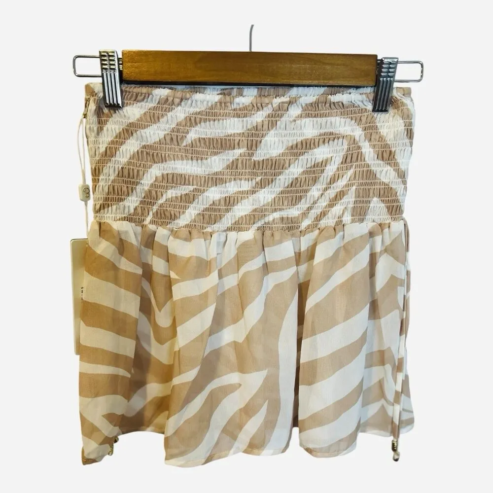 Beach Bunny Sinora Mini Skirt Size Medium Tan Cream Cover Up Style# B2230C9 - Image 2