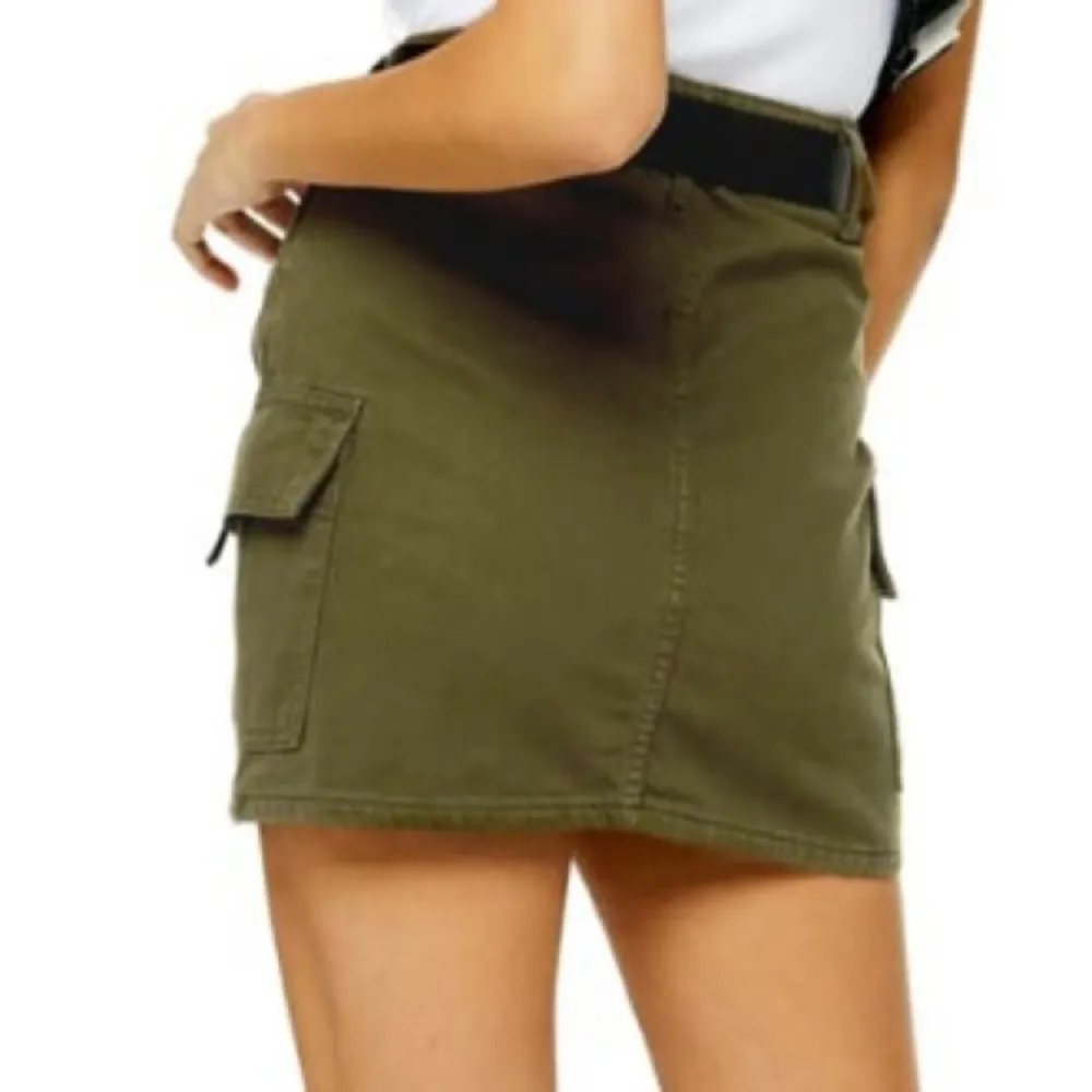 TOPSHOP Olive Utility Denim Mini Skirt Size 6 - Image 2