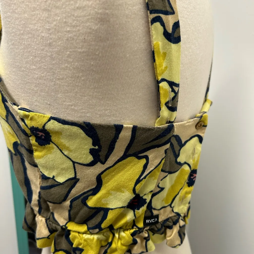 RVCA Cropped Floral Halter Top With Ruffles - Image 3