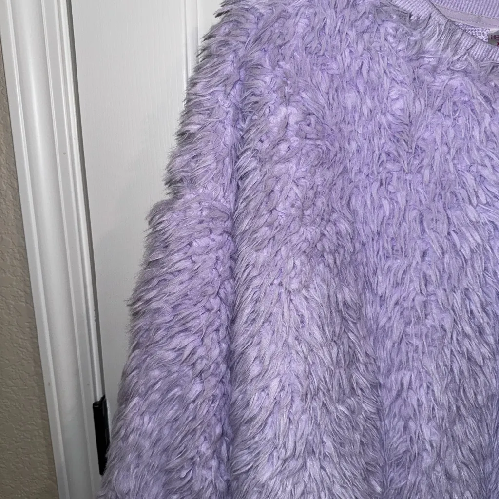 No Boundaries Yeti Faux Fur Purple Crew Neck Crop Plus 3X XXXL 21 Juniors - Image 4