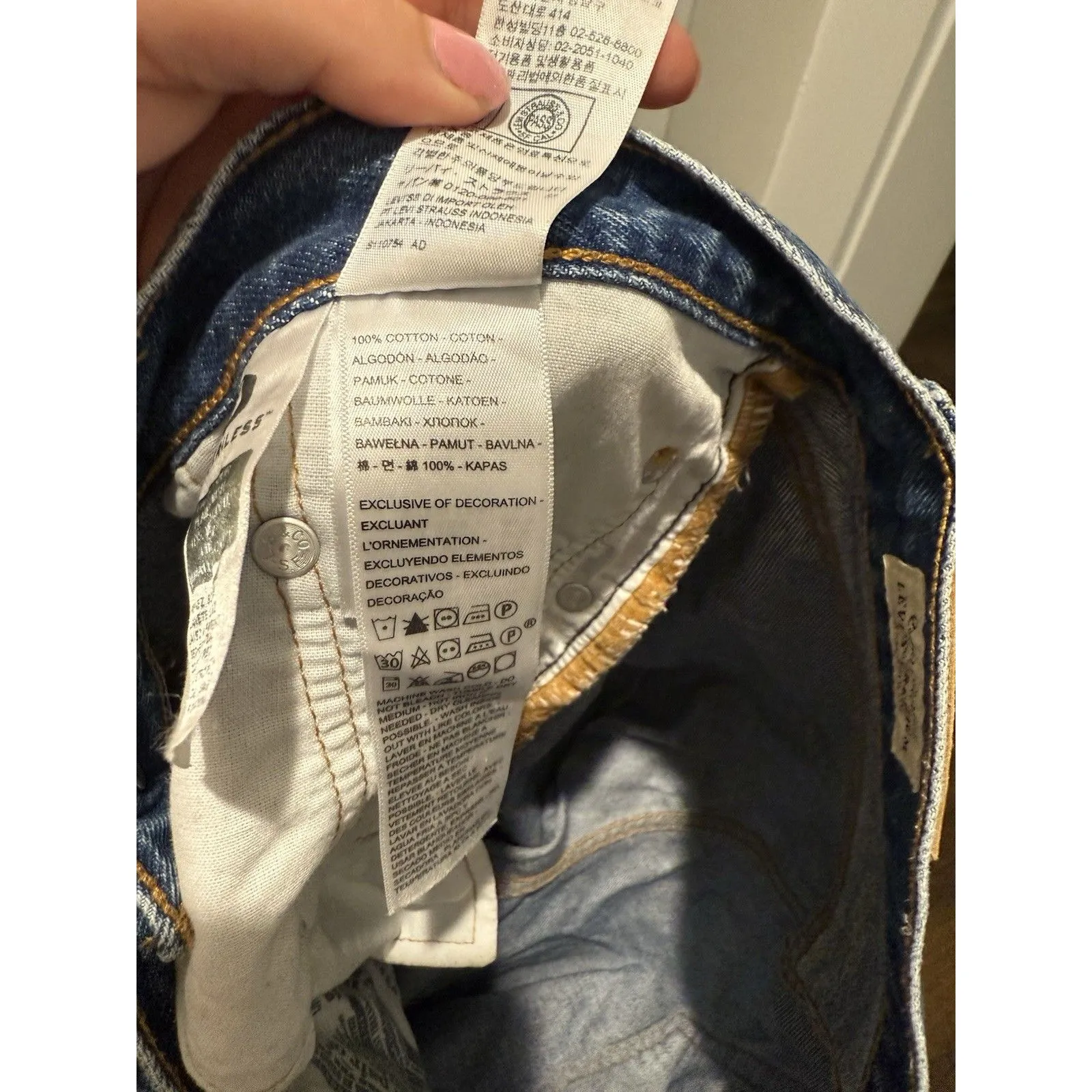 Levis 501 Jeans Womens 30 x 26 Blue Straight Stretch Premium Classic Casual - Image 5