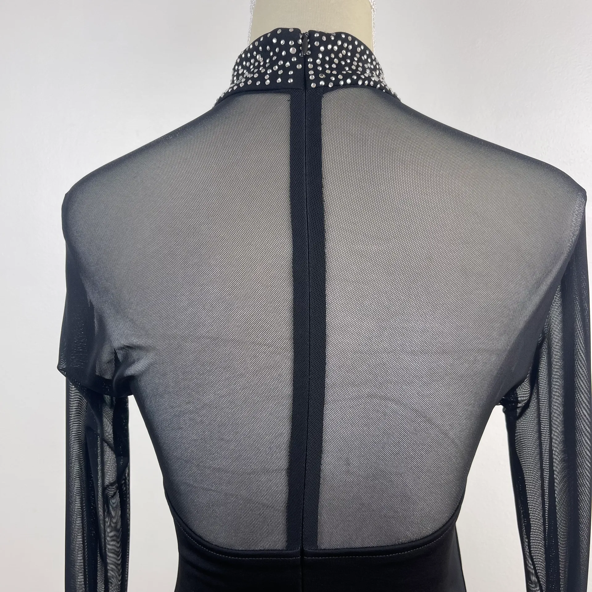 Sexy Fitted Evening Gown Dress Mesh Rhinestones - Image 6