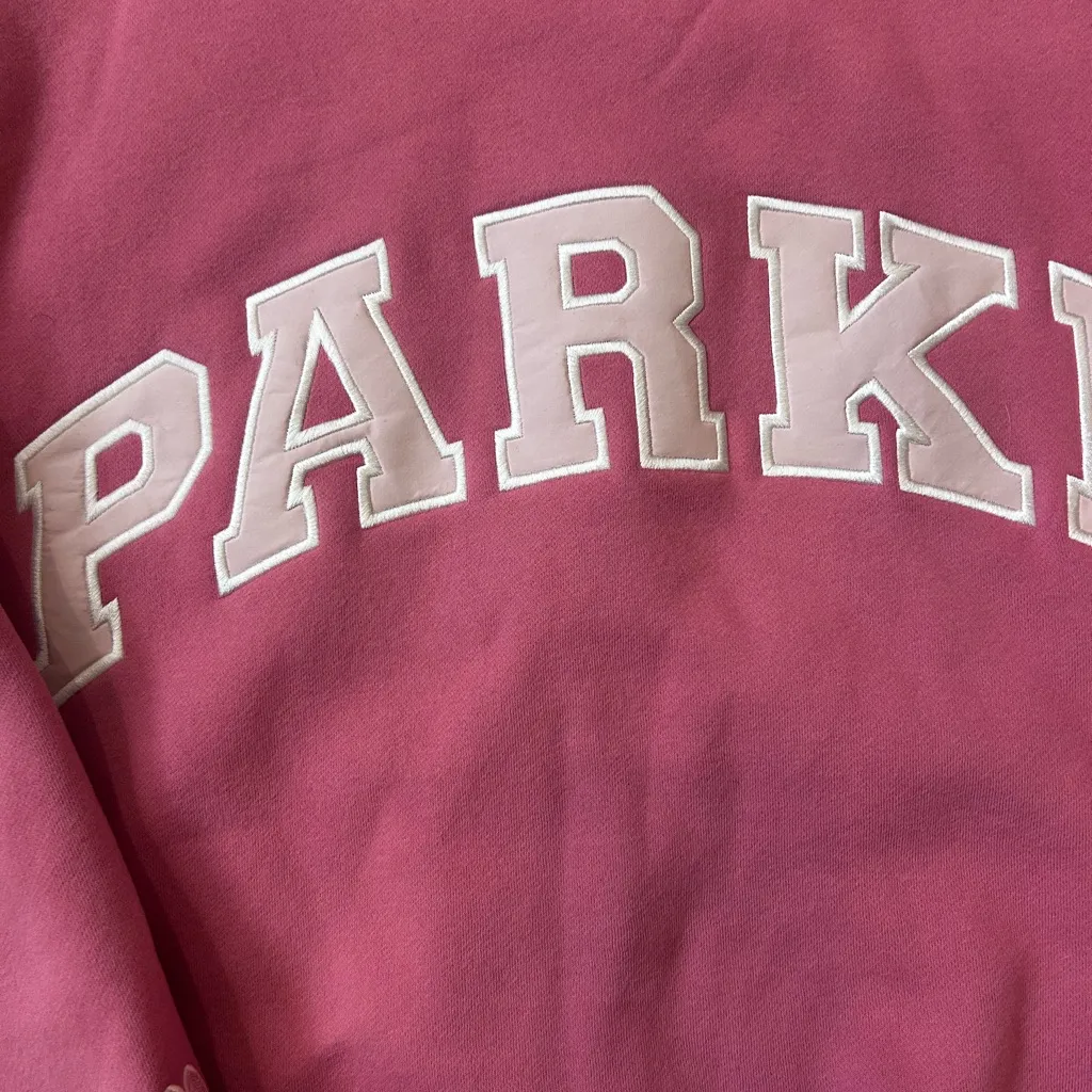 Parke Pink aid Varsity Mockneck Sweatshirt Never Worn S/M - Image 7