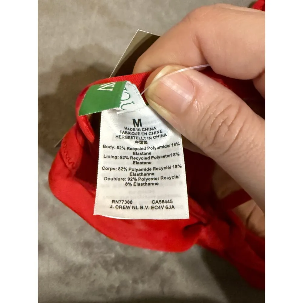 NWT J.Crew Halter Tie Bikini Top Medium Red Lined Beach Swim Classic Ocean UPF - Image 3