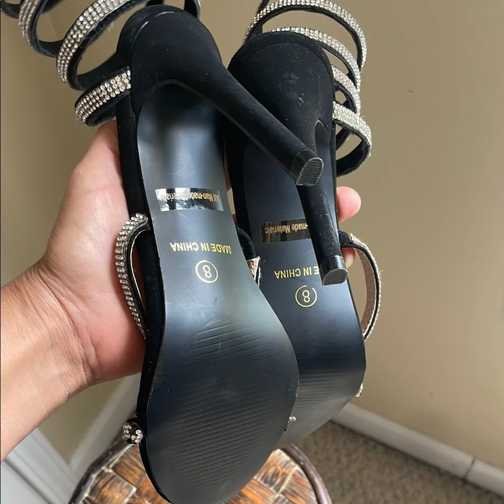 Glaze Black Stiletto Heels with Criss-Cross Straps - Image 5