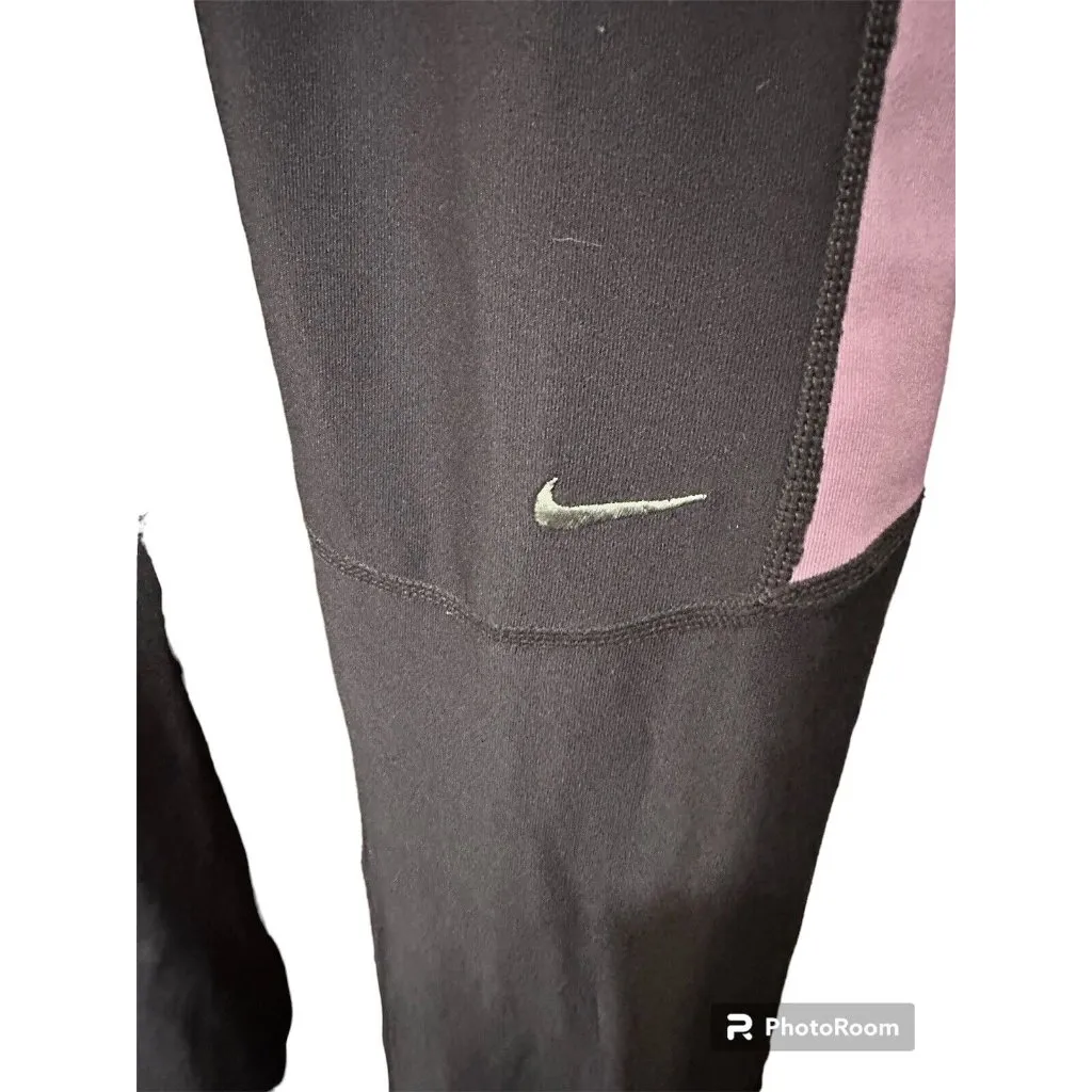 Nike Running Dri-Fit Purple Gray Pink Leggings Size Medium Zipper Pocket - Image 4
