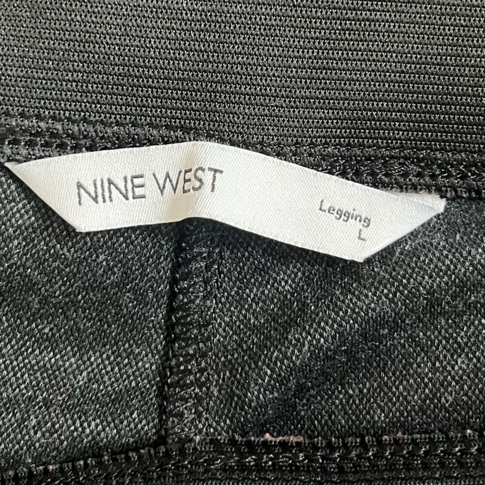 Nine West Skinny Legging Size Large Charcoal Black Gray Elastic Waist Pleated - Image 7