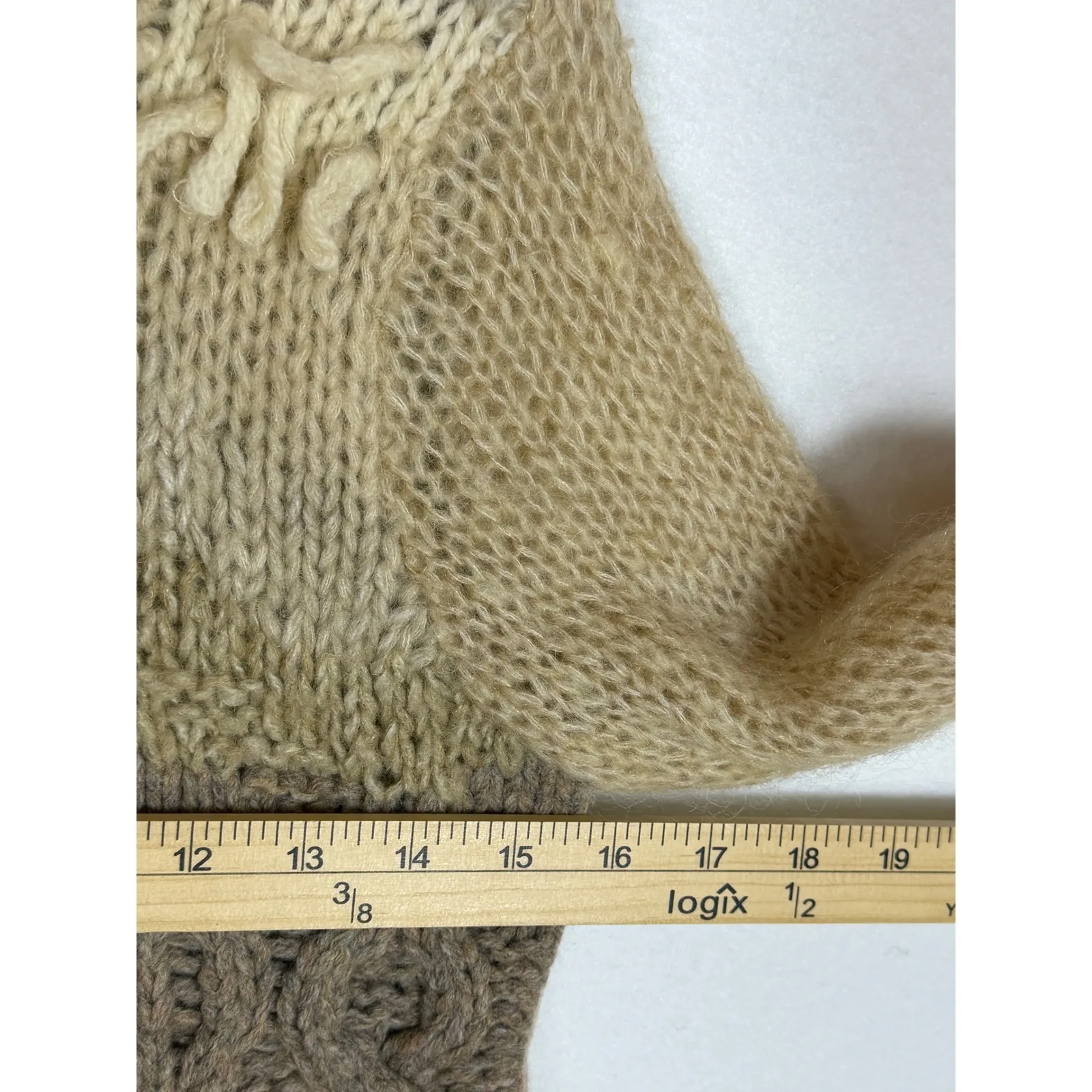 Anthropologie Far Away From Close Boho Abstract Turtleneck Sweater wool blend SM Tan - Image 3