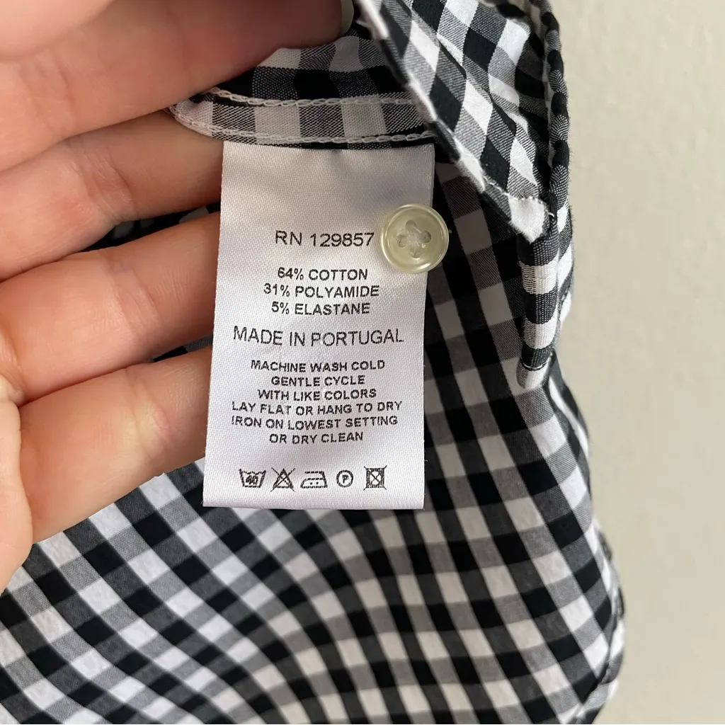 THE SHIRT BY ROCHELLE BEHRENS Black Large Check Long Sleeve Icon Shirt Size M - Image 8