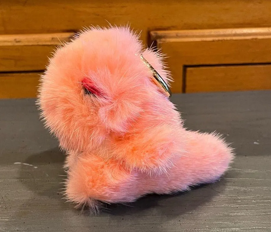Faux Mink Fur Pink Dinosaur Keychain Bag Charm - Image 4