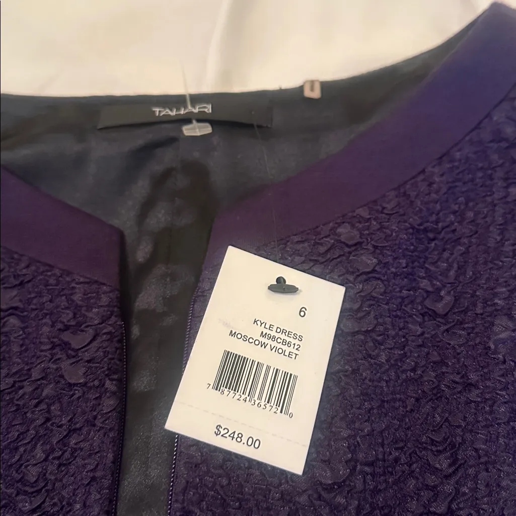 Tahari nwt Sheath Bodycon fitted violet Purple Sleeveless dress size 6 $285 - Image 3