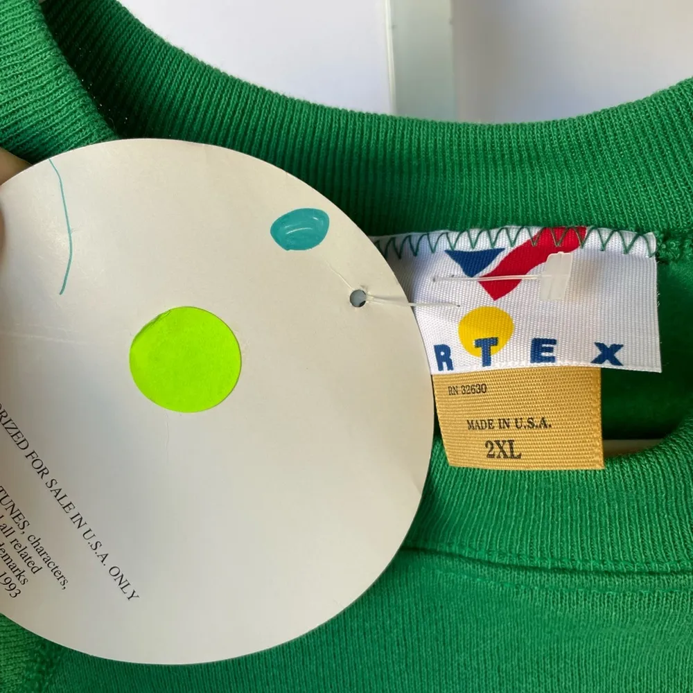 Vintage ARTEX Sylvester Looney Tunes Crewneck Sweatshirt Green Size 2XL - Image 8