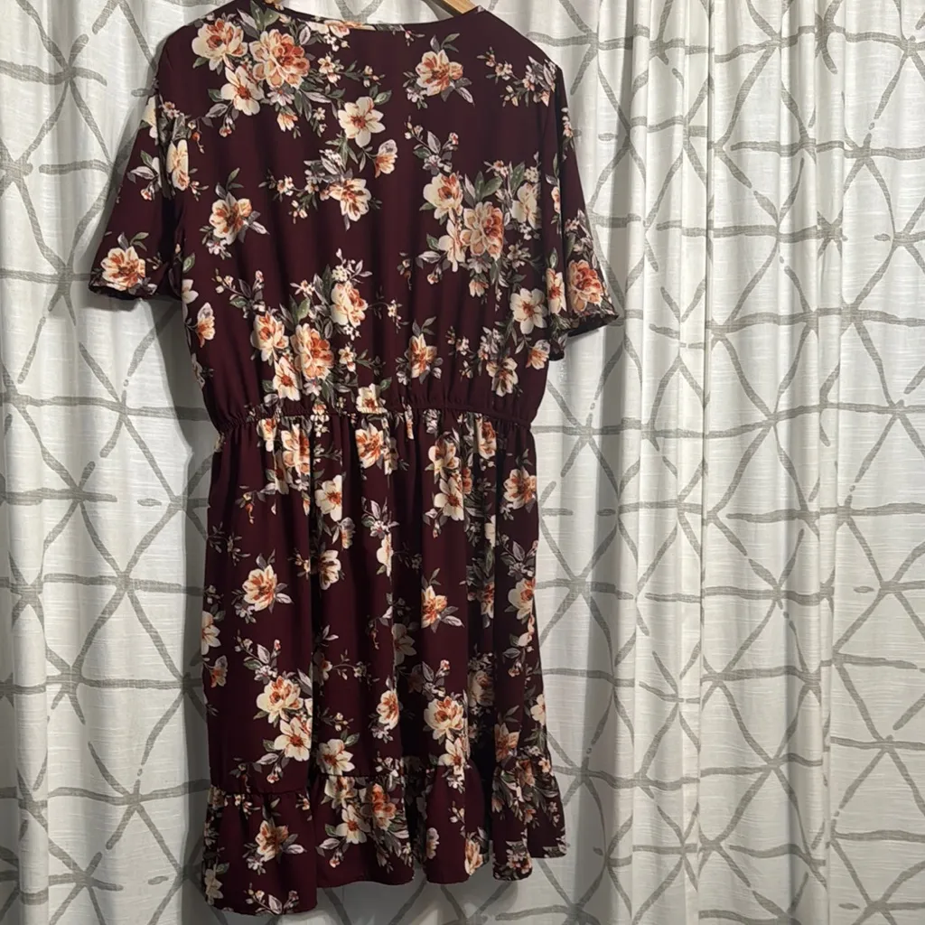 Xhilaration Burgundy Floral Midi Dress - Image 8