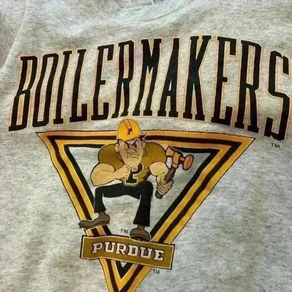 90s VTG Purdue Boilermakers Crewneck Sweatshirt Adult Medium Cotton Made in USA Gray - Image 3
