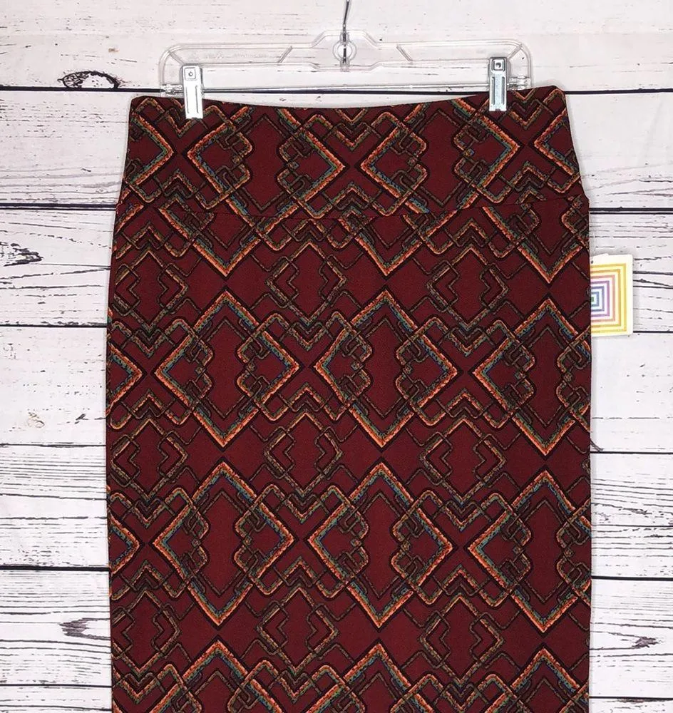 LuLaRoe NWT Size XL Red Geometric Print Straight Pencil Cassie Skirt - Image 2