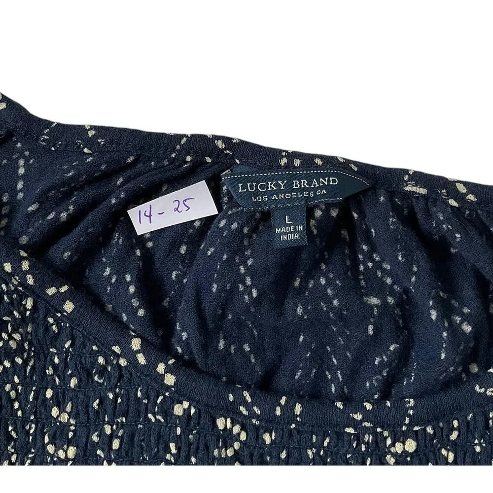 Lucky Brand Blue Dotted Shirt Women Top Size Large | 14-25 - Image 4