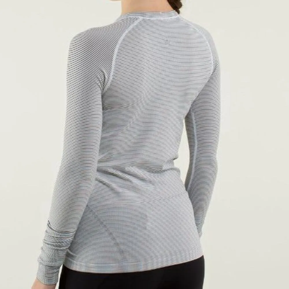 Lululemon Size 10 Run Swiftly Tech Long Sleeve Crew Tempo Stripe Black White - Image 2