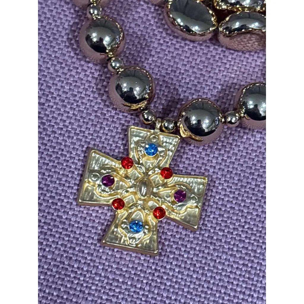 8 Other Reasons Layered Cross Necklace in Gold Womens Collar Beaded Beach - Image 5