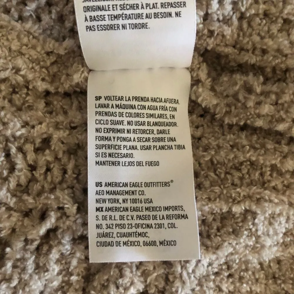 American Eagle Outfitters Sweater Gray Pullover Crochet Long Sleeve Women Medium - Image 9