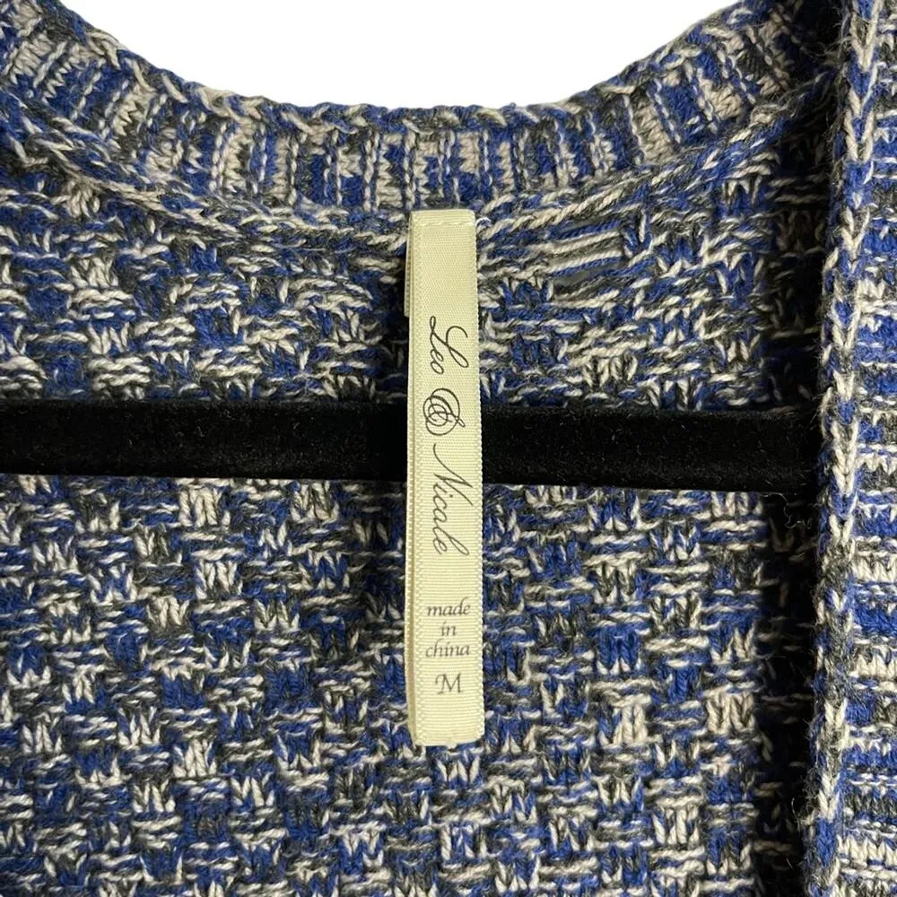 Leo & Nicole Blue Marled Knit Open Front Cardigan - Image 4