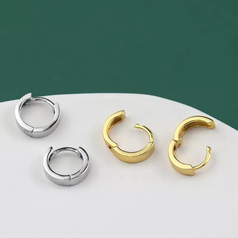 Unisex‎ Small 14k Gold Plated Sterling Huggie Hoop Earrings, 12mm - Image 13