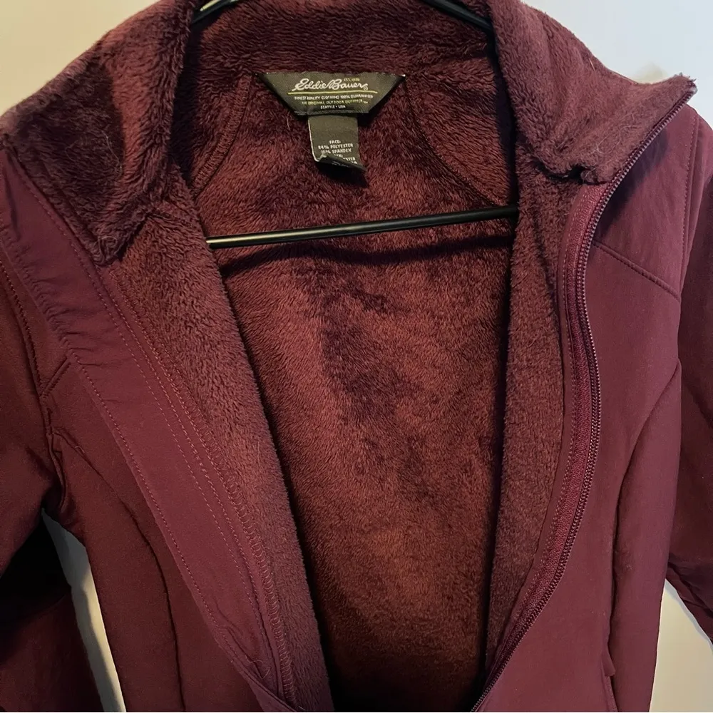 Eddie Bauer burgundy fleece lined jacket - Image 5