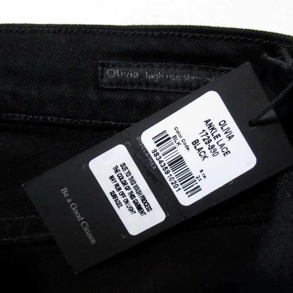 NWT Citizens of Humanity Olivia Lace Ankle in Black High Rise Slim Jeans 24 - Image 3