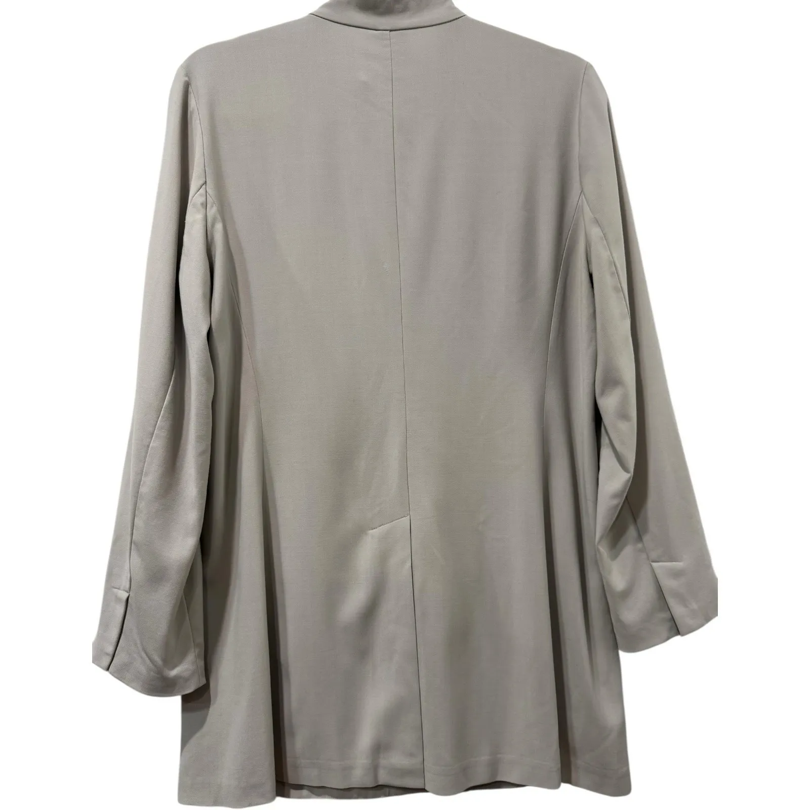 Eileen Fisher Beige / Tan Mandarin Collar‎ Wool Blend Blazer Jacket Medium - Image 2