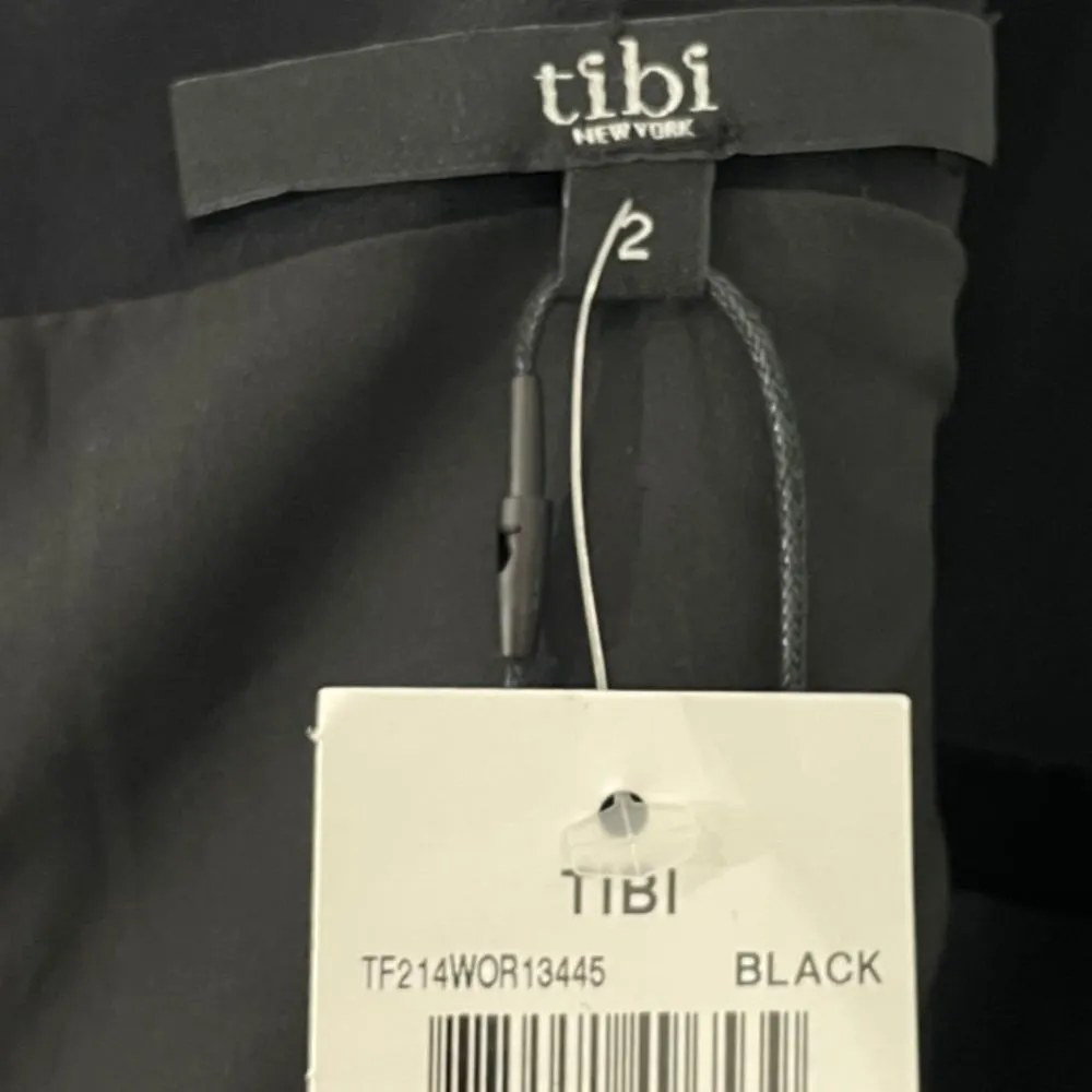 NWT Tibi Black Virgin Wool Blend V-Neck Jacquard Fit & Flare Skater Dress Size 2 - Image 4