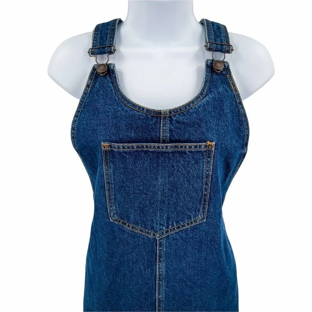 2/$30 Forever 21 Medium Wash Blue Denim Jean Overall Dress S - Image 5