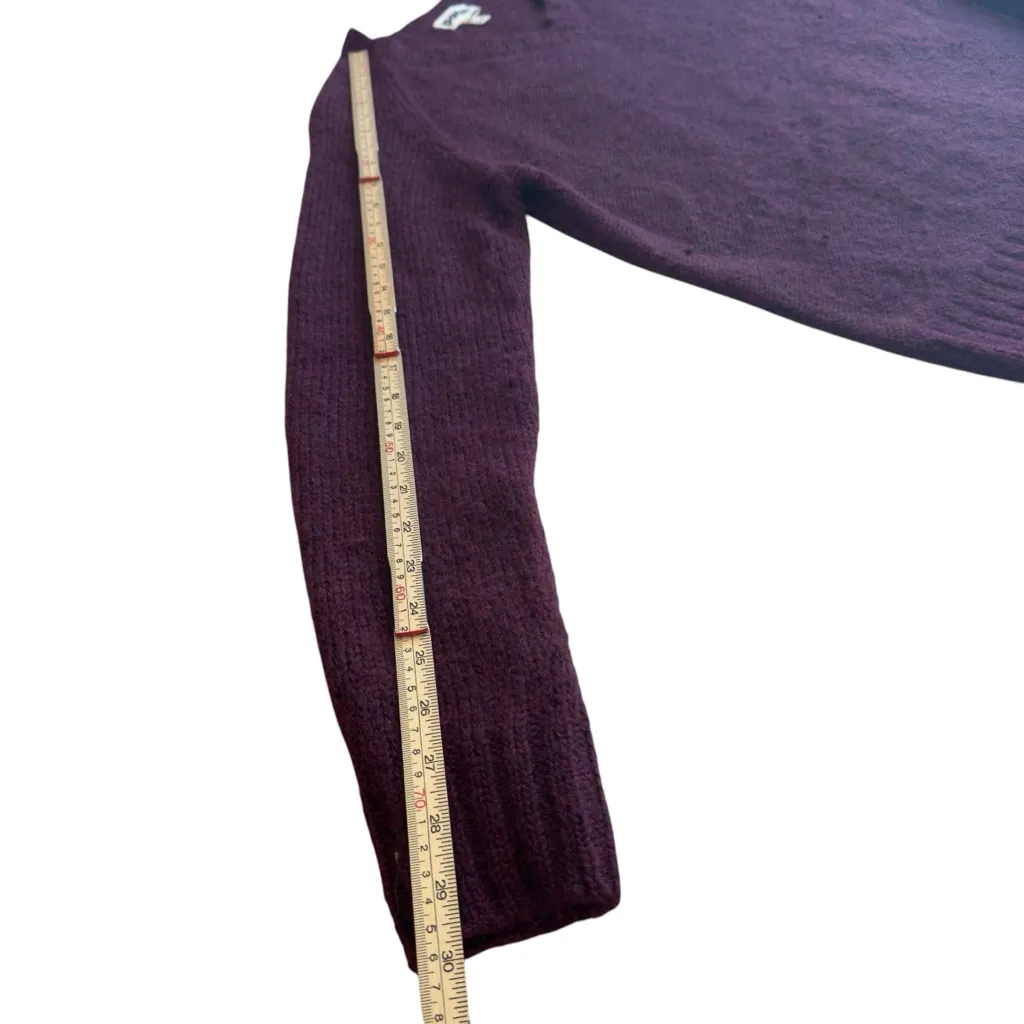 Pacas Alpaca Virgin Wool Blend Burgundy V Neck Knit Sweater Size M Peru !SHEDS!! Purple Size M - Image 9