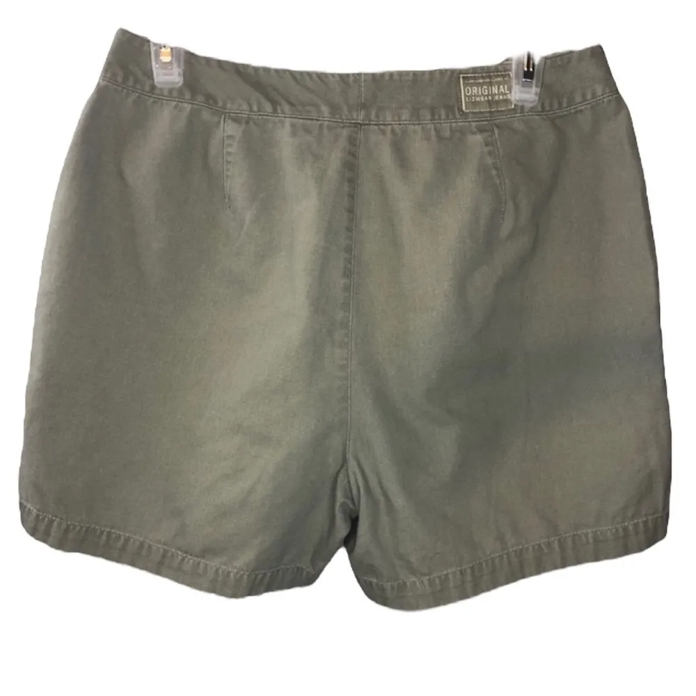 Liz Claiborne Liz Wear Cotton High Waist Khaki Green Front Pockets Shorts 10 - Image 7