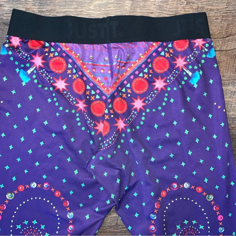 Nike Dri Fit Purple Green Midnight Craftwork Kanatani Printed Leggings Size Med - Image 9