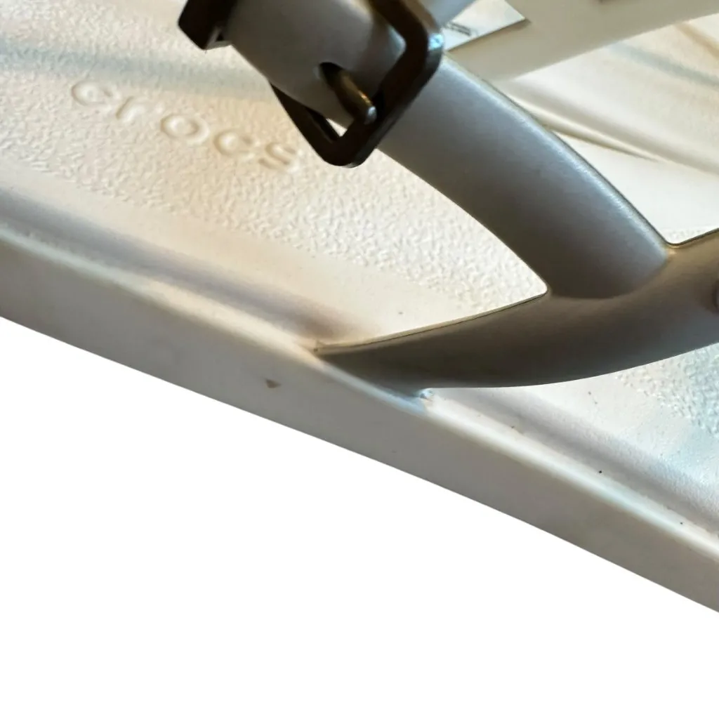 Crocs Miami White Sandals Silver Straps Flip Flop Thongs w/ Buckle Size 9 Womens - Image 6