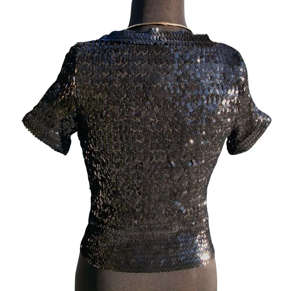 Cache Black Sequin Encrusted Jacket Top Event Lined Red Carpet New NWT $198 - Image 3