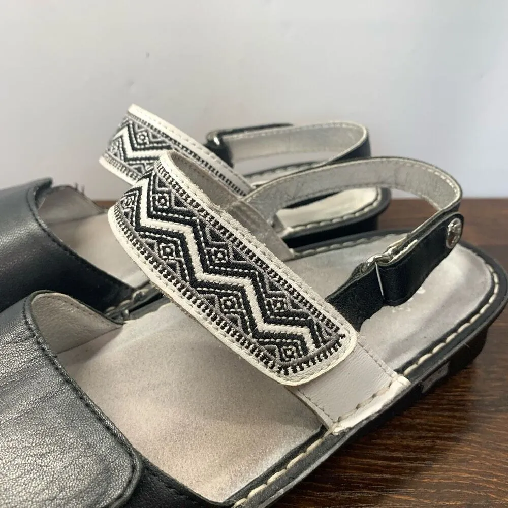 Alegria  Women's Leather Aztec Embroidered Two Strap Sandals Size 39 EU - Image 5