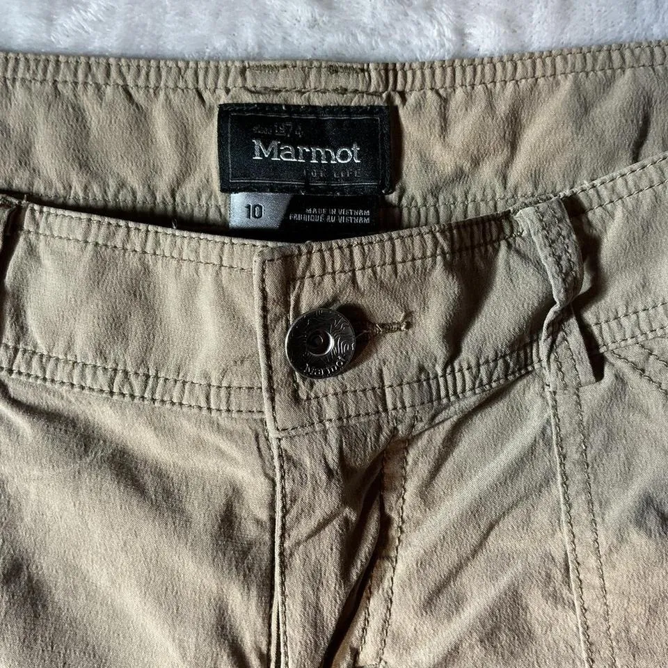 Marmot Women Khaki Cotton Blend Cargo Capris Pants Size 10 Outdoor Hiking - Image 3
