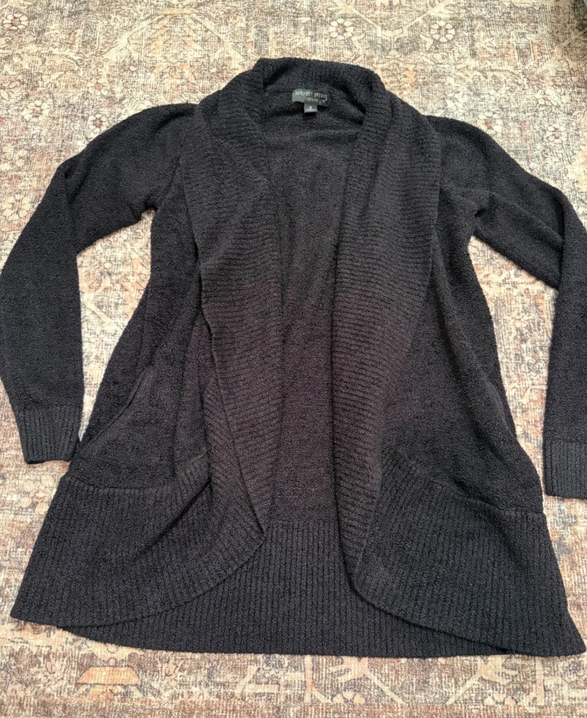 Barefoot Dreams CozyChic Lite Cardigan Black Women's Size M Style 452 - Image 1