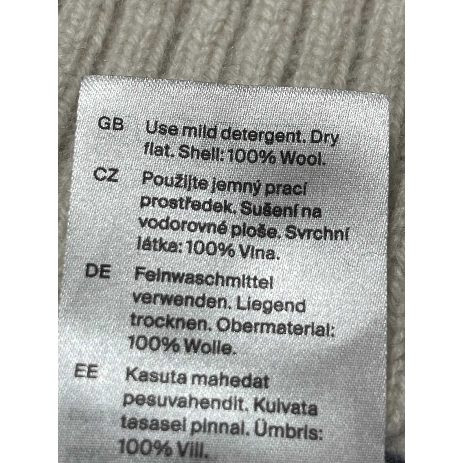 Cos 100% Wool Womens Cream Stripe Crew Neck Long Sleeve Sweatshirt Sweater Top S - Image 5