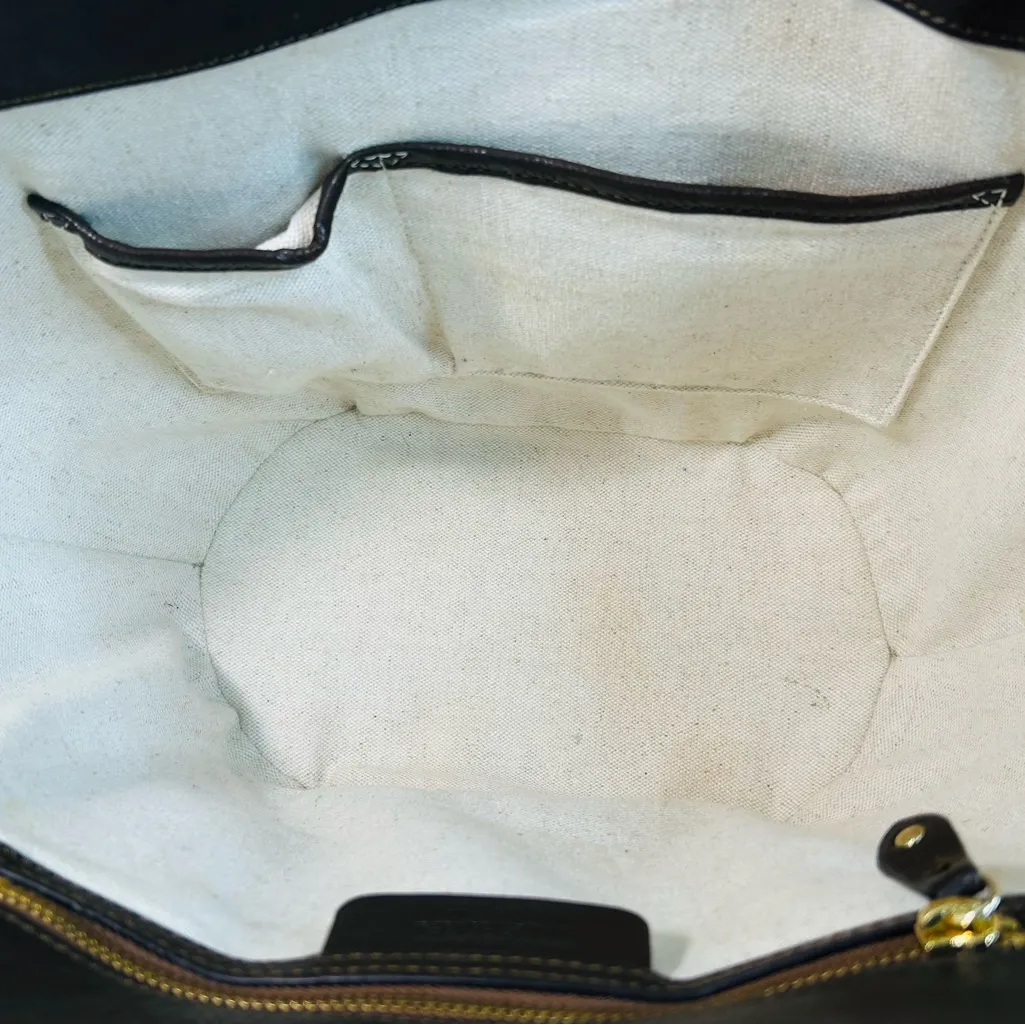 Michael Kors Santorini Raffia Woven Handbag Tote, Brown Leather/Gold Chain Strap Tan - Image 11