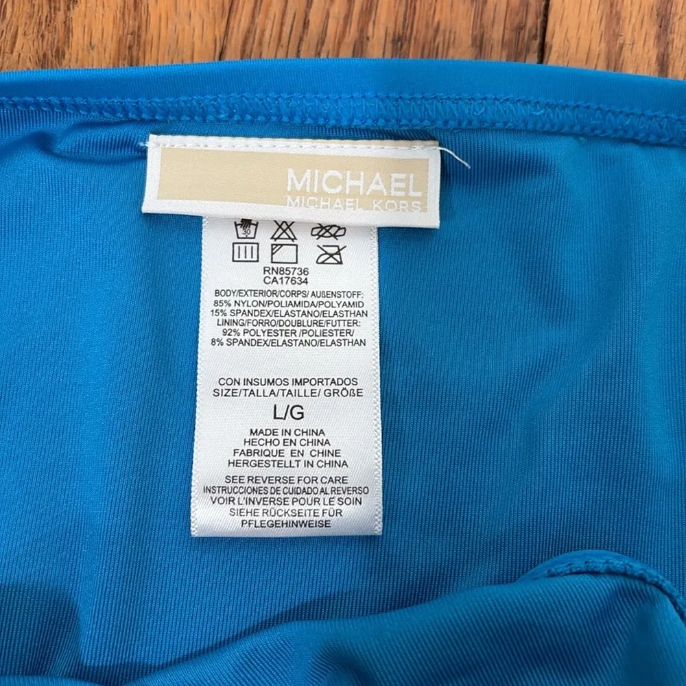 Michael Kors‎ Logo Solid Clean Hipster Bikini Bottoms Cyan Blue Size Large NWT - Image 5