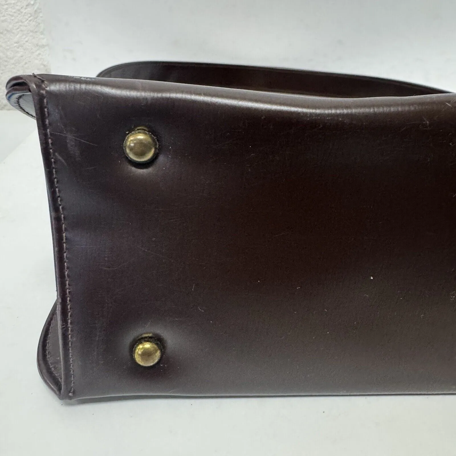 Vintage‎ Theodor California Handbag Brown Purse with GoldTone Trim and Clasp - Image 6