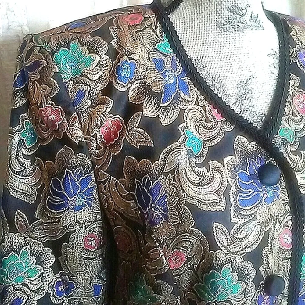 Vintage Talbots Kathryn Conover Metallic Brocade Blazer Jacket - Image 3